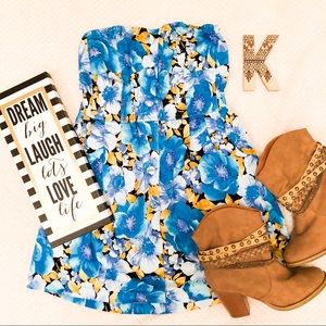 Annabelle 💙 Blue Floral Strapless Dress